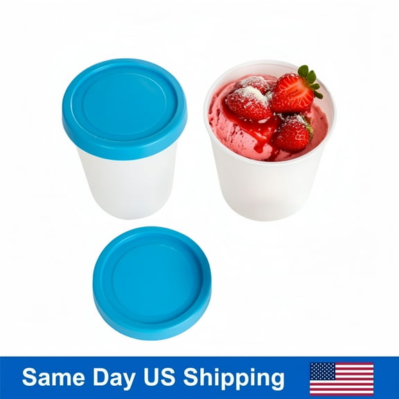 Active Mind Ltd 2-Pack Freezer-Safe Ice Cream Containers with Lids – Reusable, Leak-Proof Silicone Storage for Lunch, Salad, Soup, Leftovers, Oats & Meal Prep (Blue)