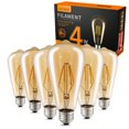 thumbnail image 1 of Bombillas LED Edison LUXON de cristal ámbar regulable, 4 W, 2700 K, E26, paquete de 6, 1 of 7
