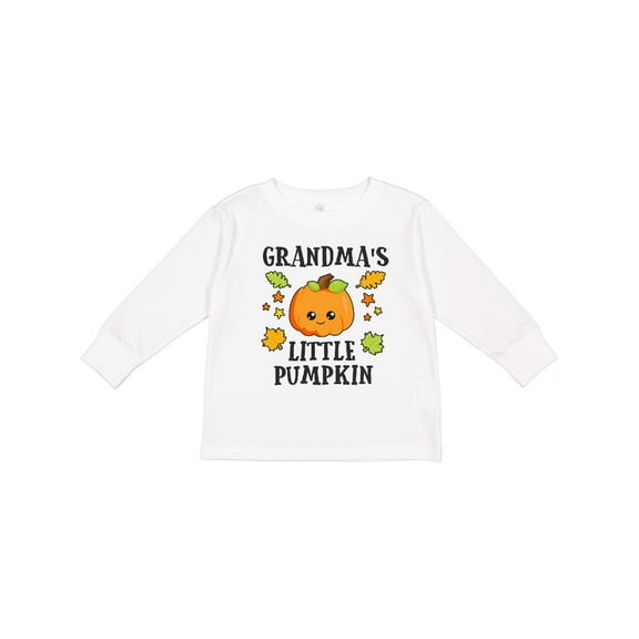 Inktastic Grandmas Little Pumpkin with Leaves and Stars Boys or Girls Long Sleeve Toddler T-Shirt