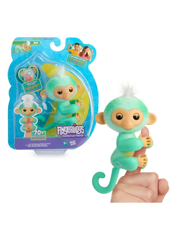 Fingerlings Interactive Baby Monkey Ava, 70+ Sounds & Reactions, Heart Lights Up, Fuzzy Faux Fur, Reacts to Touch (Ages 5+)