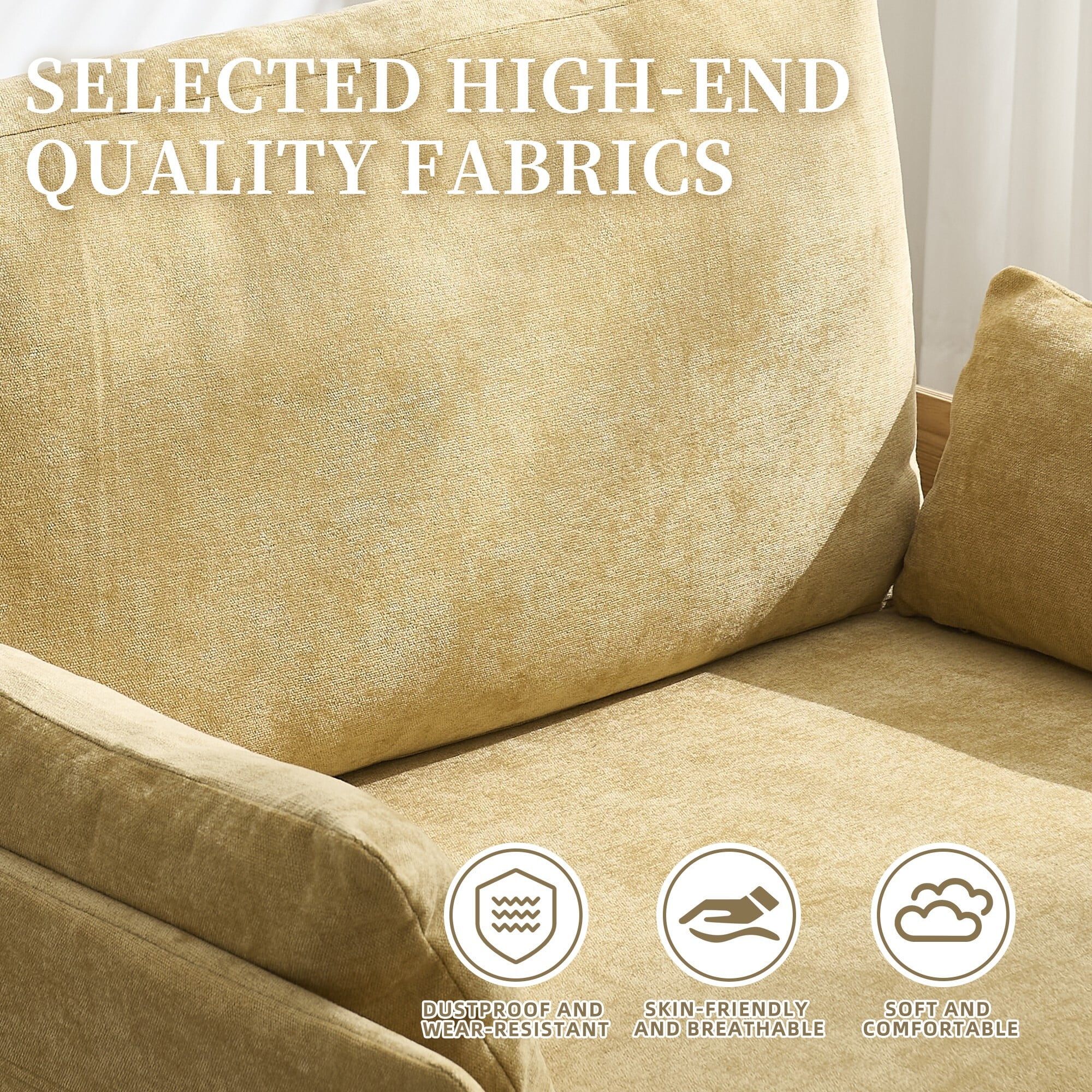 AENKYO 3-in-1 Convertible Sofa Chair, Modern Foldable Sleeper Bed for One, Suits for Living Room, Bedroom, Soft Yellow