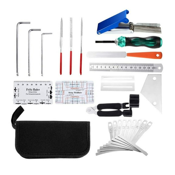 CIYISON 25Pcs Guitar Setup Kits Guitar Repairing Maintenance Tool with String Action Ruler Gauge Measuring Tool Wrench Enduring