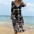 thumbnail image 4 of QUNYINEY 3/4 Sleeve Women's Plus Size Dresses Floral Beach Midi Summer A Line Dress Beach Loose Fit V Neck Dresses, 4 of 6