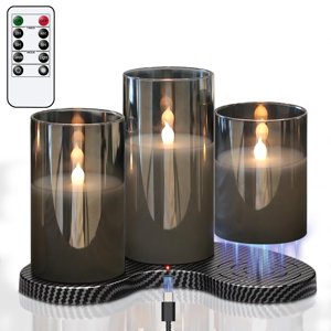 Rechargeable-Black Flameless Candles 3 Pack Home Decor