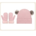 thumbnail image 4 of SGFCWSX Kids Winter Hat Scarf Mittens Set Boys and Girls Fleece Lined Knit Gloves Child Beanie Warm Caps 3 Piece Sets Pink Size 6-13 Years, 4 of 5