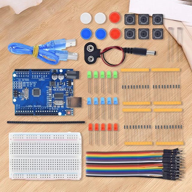 Nuevo Kit de inicio 13 en 1 Mini Breadboard 3 colores LED 400 agujeros para Arduino Uno R3