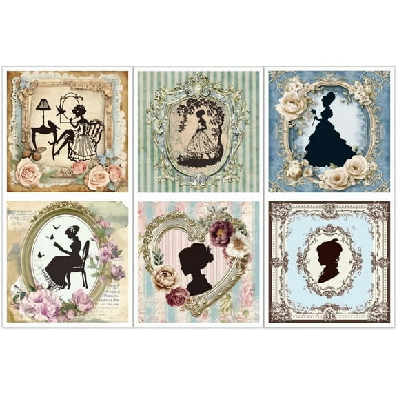 3pcs/Set Woman Silhouette Rub on Transfers for Furniture and Crafts 6x12 inch Victorian Lady Furniture Decals Character Transfer Stickers Rub on Decals for Wood Furniture Home Decor