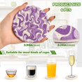 thumbnail image 3 of Haosy Set of 6 Drink Woven Coaster with Holder Heat Resistant Non-Slip Bar Coasters 4 Inches Purple White Flow, 3 of 7