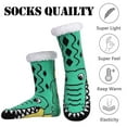 thumbnail image 6 of Wuxian Wool Socks Fuzzy Slipper Socks Thick Warm Plush Lined Cute Animal Pattern Winter Thermal Non- Booties Stocking Casual Breathable Socks,Green,One Size, 6 of 8