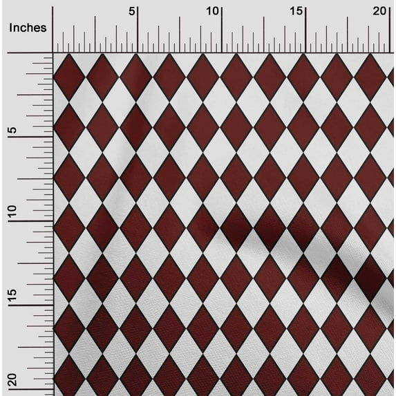 oneOone Cotton Silk Maroon Fabric Argyle Check Craft Projects Decor Fabric Printed By The Yard 42 Inch Wide