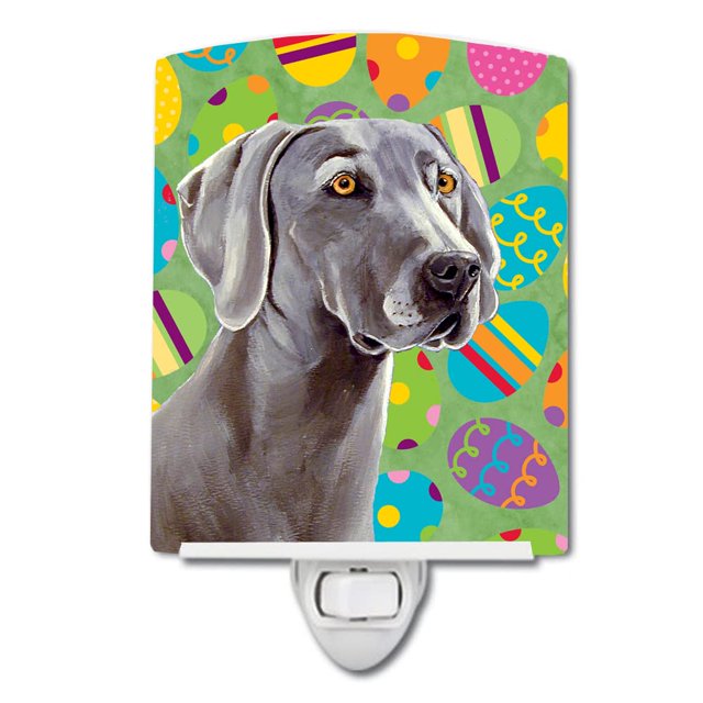 Caroline's Treasures LH9431CNL Weimaraner Easter Eggtravaganza Luz nocturna de cerámica compacta con certificación UL, ideal para dormitorio, baño, guardería, pasillo, cocina, 6 x 4 x 3, multicolor