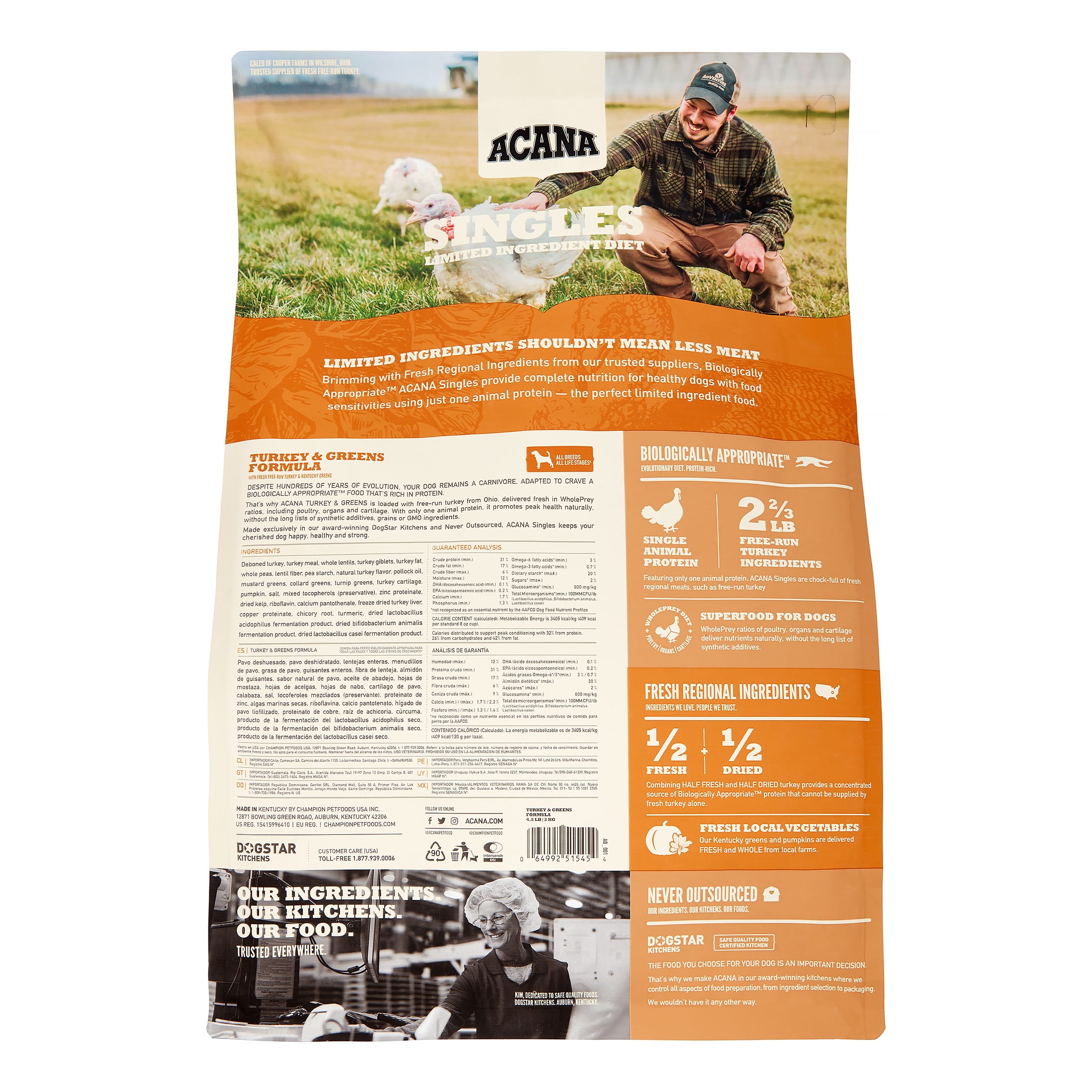 Acana Singles Grain-Free Turkey and Greens Dry Dog Food, 4.5 lb