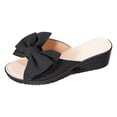 thumbnail image 5 of Dakaela Women's Dress Slide Sandals Suede Bow Wedge Slip on Walking Shoes Open Toe Backless Casual Mules Slippers for Summer Beach Vacation Size 6, 5 of 7