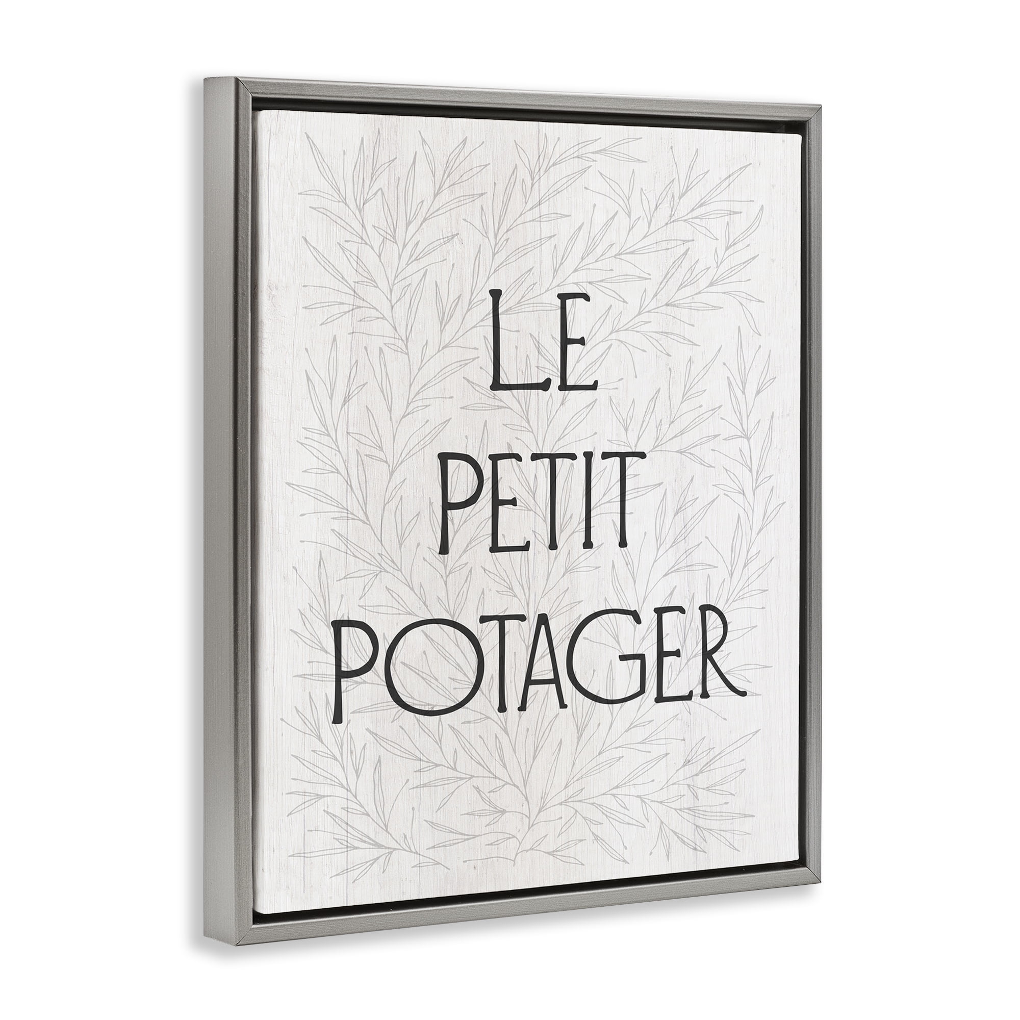 Stupell Industries Little Vegetable Garden Text & Numbers Painting Gray Floater Framed Canvas Art Print Wall Art, 17 x 21