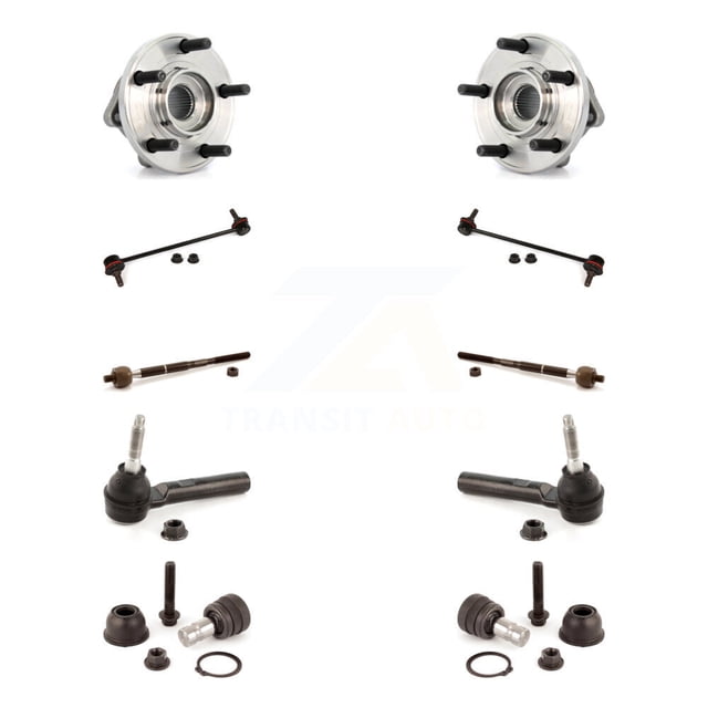 Transit Auto Front Hub Bearing Assembly Suspension Lower Ball Joint Outer Inner Tie Rod & Sway Bar Stabilizer Link Kit (10Pc) for Car 2009 Dodge Caliber - Left Right Side (Driver Passenger) K7T-108817