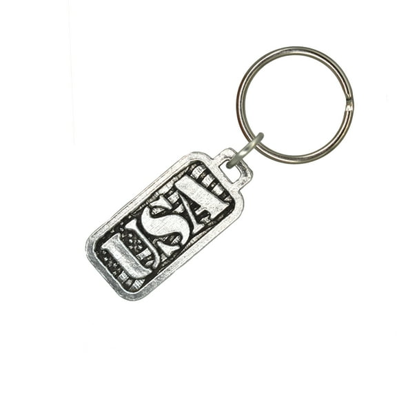 USA Keychain, Patriot, America, United States, Veteran, Key Fob, Key Ring, Keys, Zipper Pull, Luggage Tag, Backpack, Pewter, Over 300 Keychains Designs, Handmade in the USA A1000KC
