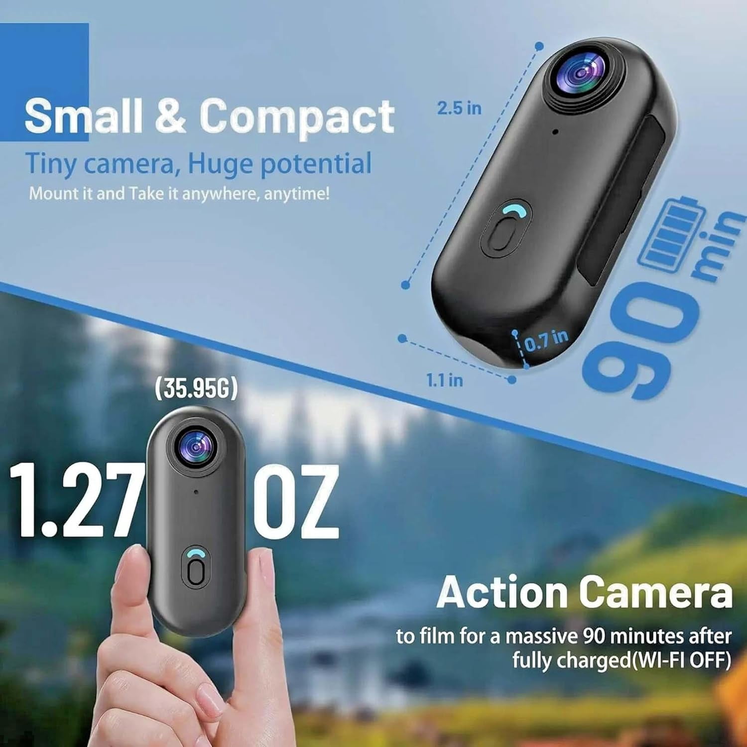 Treklon - Treklon 4S Body Camera, Treklon POV Camera, 4k Hands-Free Pocket Action Cam, Wearable Body Adventure Action Cameras for Cycling, Pet Walking & Outdoors Activities(White+32GB)