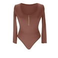 thumbnail image 5 of WMTBSRSW Tummy Control Bodysuit for Women Half Zipper Long Sleeve Bodysuits Tops Scoop Neck Body Suit Basic Going Out T Shirt Tops, 5 of 5
