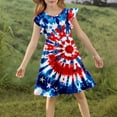 thumbnail image 4 of Odeerbi Niñas Día de La Independencia A-Línea Vestido Acampanado Verano Patriótico Estrella Raya Cuello Redondo Vestido Casual Con Bolsillos, 4 of 8