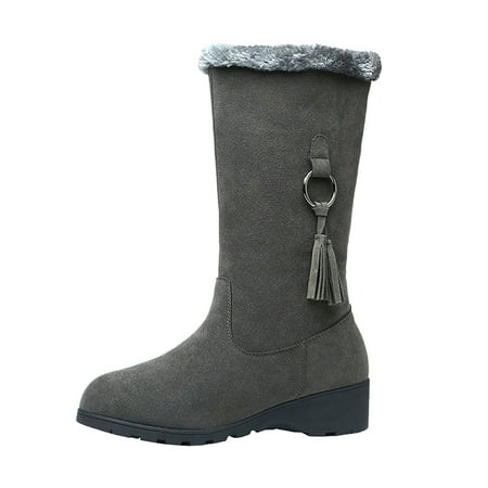

Eudgs Women s Fashion Autumn And Winter Suede Warm Mid Calf Boots A On Casual Comfortable Boots Soft Leather Boots Women Wide Calf Tall Rain Boots for Women Wide Calf Womens Thigh Boots with Heel Wide