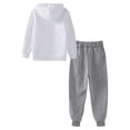 thumbnail image 5 of TiaoBug Kids Boys Girls 2Pcs Casual Sportsuits Activewear Long Sleeve Hoodies Sweatshirt with Jogger Pants Sweatsuit Set White&Gray 3-4, 5 of 7