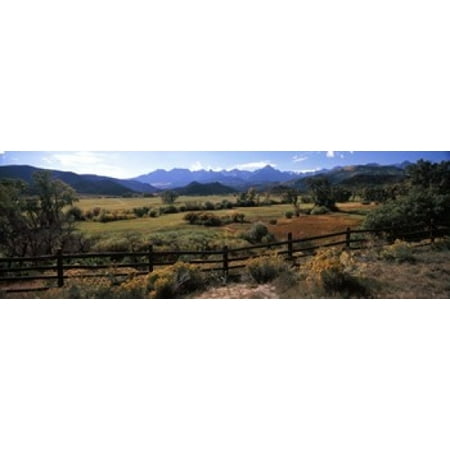 Fence in a field State Highway 62 Ridgway Colorado USA Canvas Art - Panoramic Images (36 x 12)