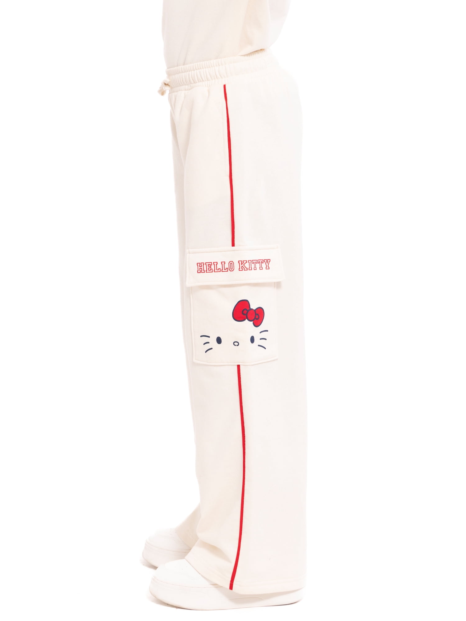 Wonder Nation Hello Kitty Girls Graphic Fleece Cargo Pants, Sizes 4-18