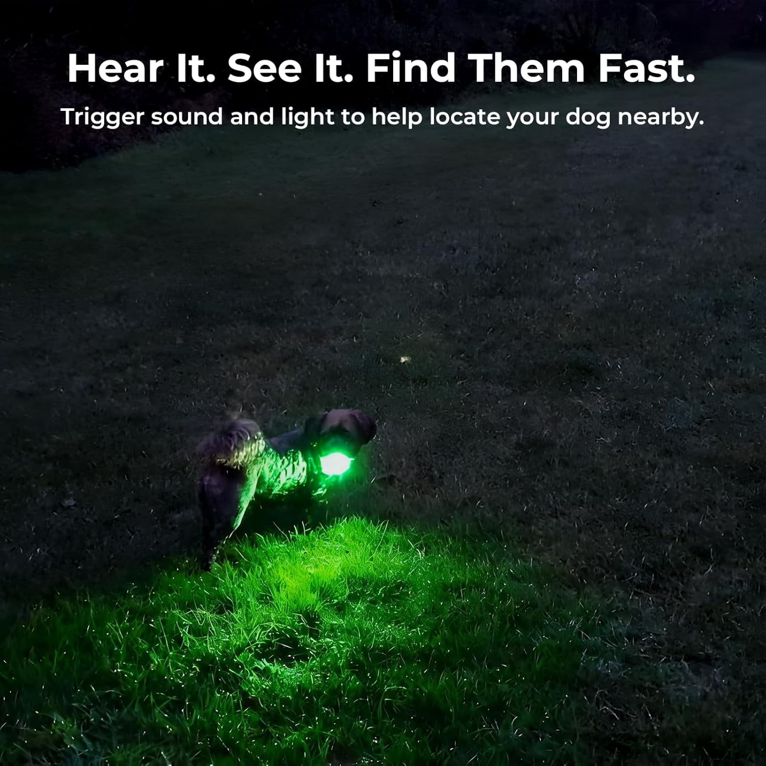 No Monthly Fee GPS Dog Tracker for Medium & Large Dogs, Off-Grid with No Cell Service, 3-Level Virtual Fence, Up to 7-Day Tracker Battery, IP67 Waterproof, Reflective Collar, Remote Light & Sound