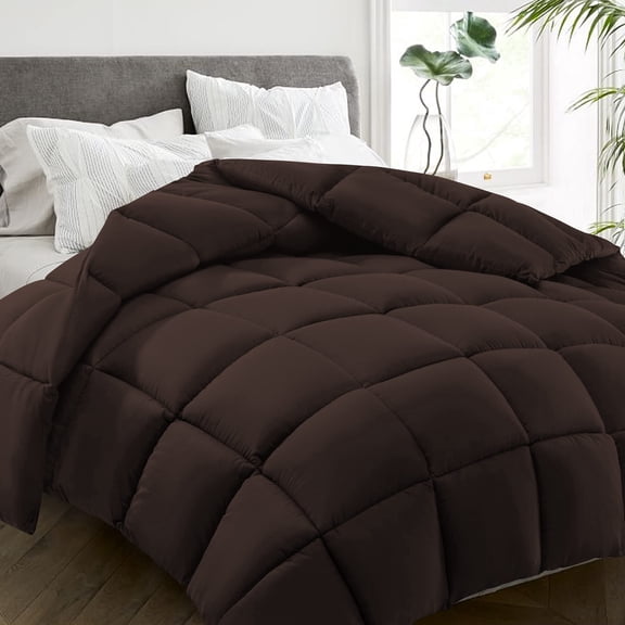 Brown Queen(88*88) All Season Goose Down Alternative Quilted Comforter