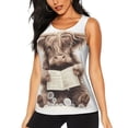 thumbnail image 1 of Fotbe Relaxed Cute Cow Reading Blusas Sin Mangas para Mujer – Estilo Casual, Corte Suelto, Slim-Fit, Cuello Redondo Deportivo, Tops de Verano para Gimnasio y Yoga-Large, 1 of 7