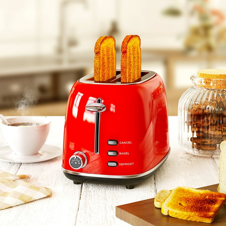 Galanz Retro Wide-Slot 2-Slice 6-Shade Bread Toaster - Red