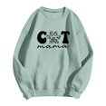 thumbnail image 5 of Cat Print Women's Sweatshirt Cat Mama Long Sleeve Crewneck Regular Fit Spring Cute Pullover Sweater, 5 of 5