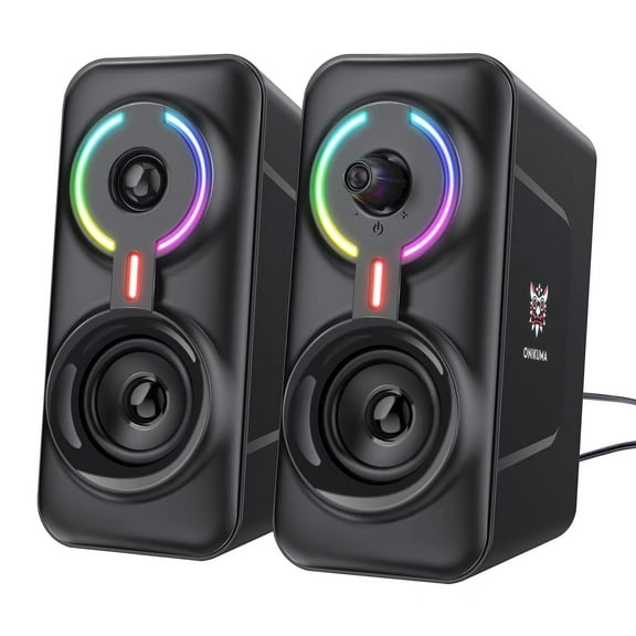 SZROBOY Computer Speakers,bluetooth computer speakerWired PC Speaker 2.0 USB Gaming Powered Stereo Mini Multimedia Volume Control with RGB Lights 3.5mm Aux Input