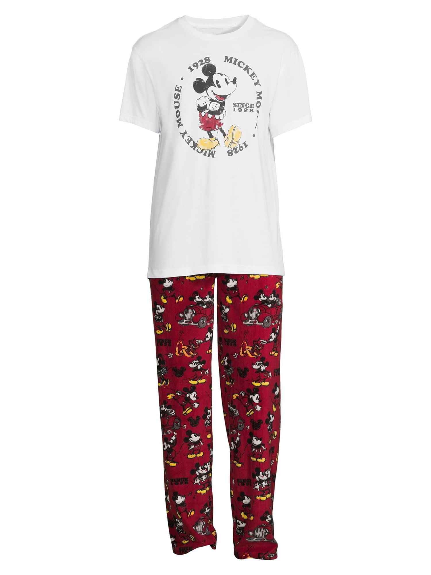 Disney Men’s Old School Classic Mickey Mouse Sleepwear Set, 2-Piece Sizes S-2XL