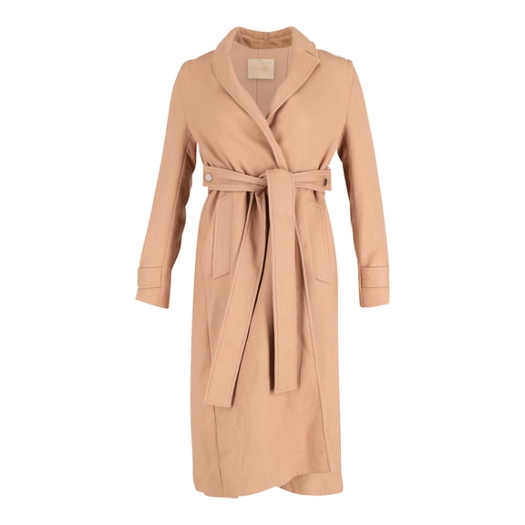 Pre-Owned Maje Gump Pleated Trench Coat in Beige Polyester