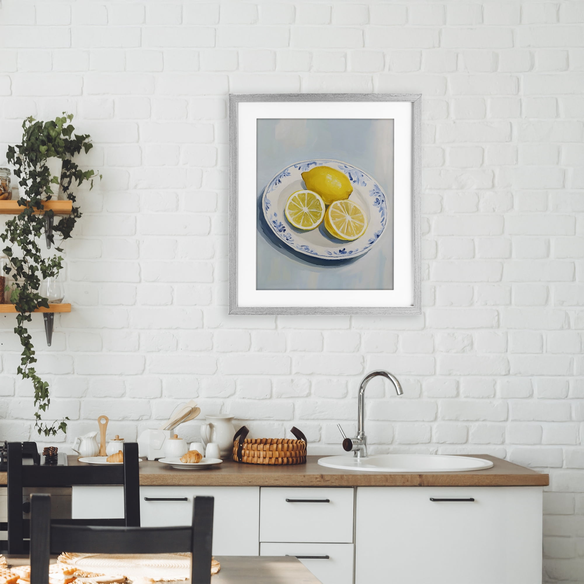 Stupell Industries Plate of Juicy Lemons Gray Framed Print Under Glass, design by The Prints Vibe