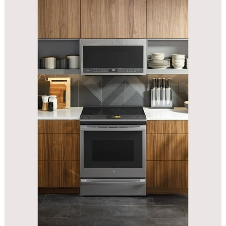 GE Profile - 5.3 Cu. Ft. Slide-In Electric Induction True Convection Range with No Preheat Air Fry and WiFi - Stainless steel