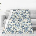 thumbnail image 4 of Salouo Vintage Blue Floral Print Bed Blankets,Flannel Blanket Comfortable Air Conditioning Blanket Lightweight Blanket for Sofa Bed Travel & Couch -60"x50", 4 of 8