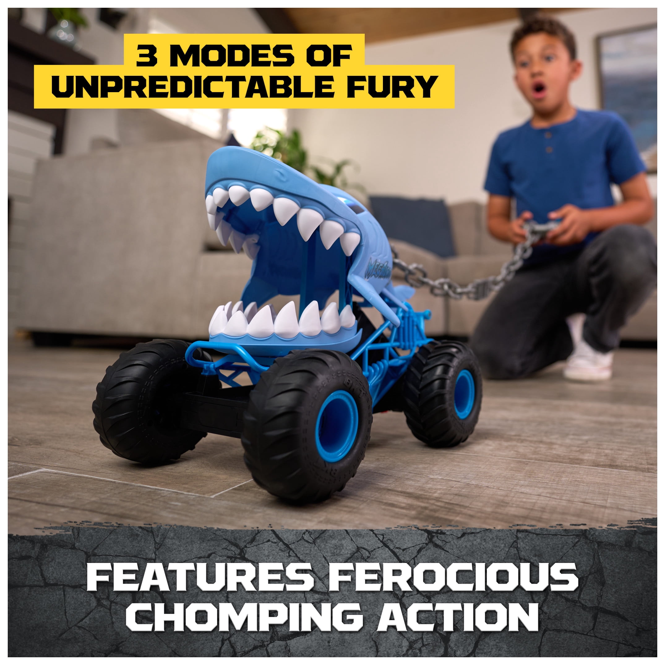 Monster Jam Chomping Megalodon RC Truck, 1:15 Scale, for Kids Ages 4 and up
