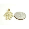 thumbnail image 3 of New 10k yellow gold khamsa hamsa hand lucky Jewish filigree pendant fine gift 2g, 3 of 12
