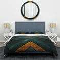 thumbnail image 3 of Designart "Marble Chevrons Pyramid in Gold and Blue" Abstract Tile Bedding Covert Set - Abstract Yellow Modern Bed Set With 2 Shams, 3 of 5