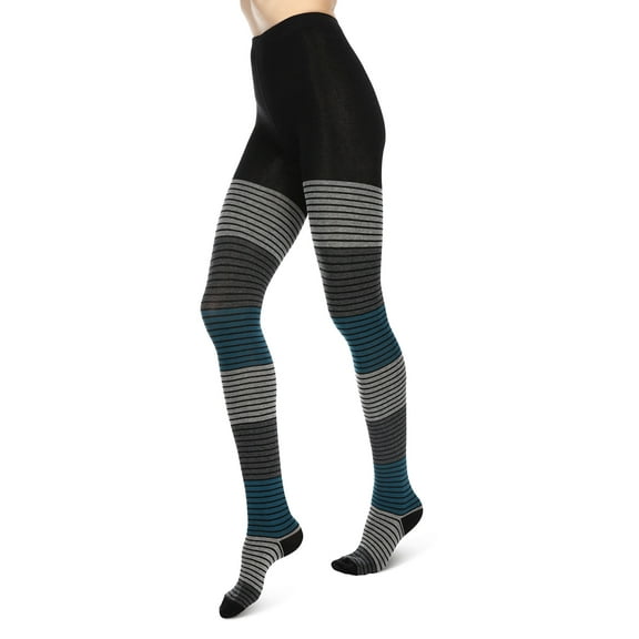 MeMoi Gradient Stripes Sweater Tights - Womens - Female, Small/Medium, Brown Heather
