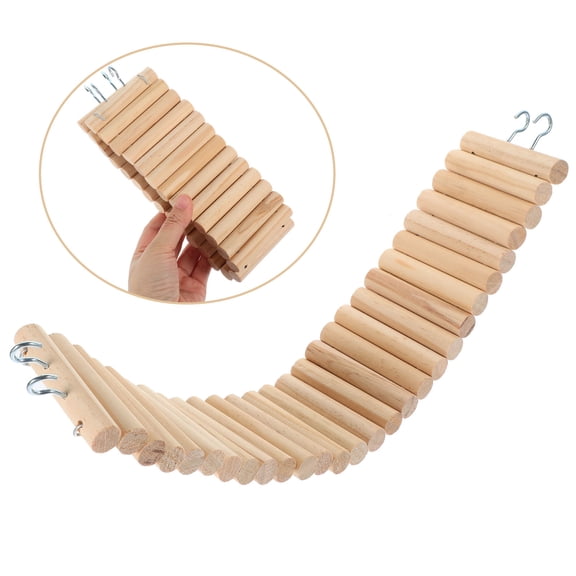 STRANDCHIC Wooden Small Animal Climbing Ladder Bridge with Hooks, 1Pc Bite-Resistant Pet Ramp