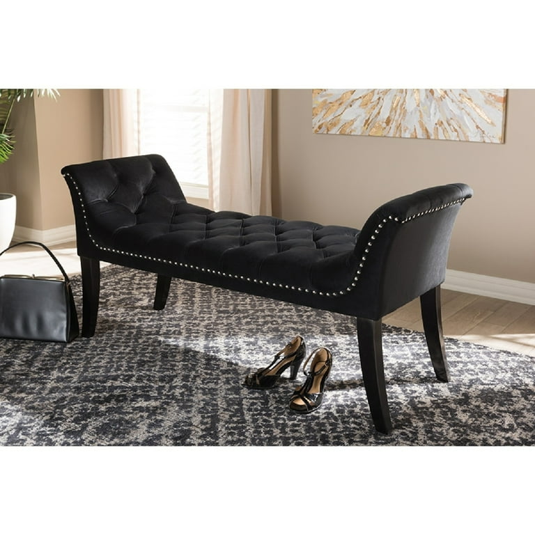 Baxton Studio Chandelle Luxe and Contemporary Black Velvet Upholstered Bench