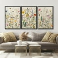 thumbnail image 3 of IDEA4WALL Framed Canvas Print Wall Art Set of 3 Multicolor Wildflowers Garden Floral Painting Nature Wilderness Vintage Art Boho Retro Wall Decorative Artwork for Rooms - Black 24"x36"x3, 3 of 5