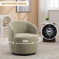 thumbnail image 3 of Swivel Barrel Chair, 360 Degree Swivel Small Single Sofa with Wooden Frame and Upholstered, Modern Round Accent Armchairs for Indoor, Living Room, Dining Room, Bedroom, Shopping Mall, Light Green, 3 of 8