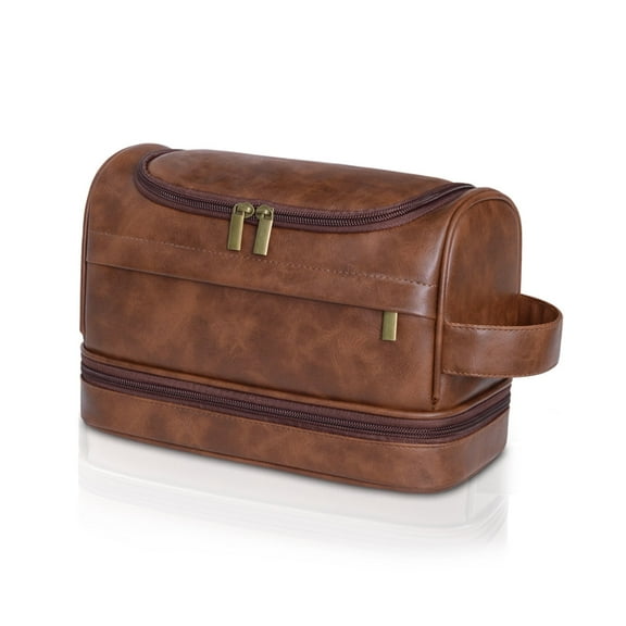 Toiletry Bag for Men, Large Leather Travel Pouch Bag with Hanging hook,Travel Essentials Dopp kit, Men's Shaving Grooming Kit,Gifts for Father, Dad, Boyfriend, Grandpa, Shaving Kit