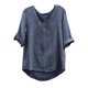 thumbnail image 3 of Conjunto de blusa de manga corta y pantalón con abertura para mujer, de mezcla de lino, con cuello redondo, informal, tejido suave y cómodo, para uso diario y en casa, sopatenor, 3 of 8