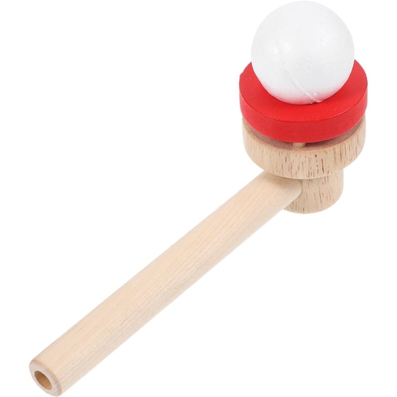 Miangastore Wooden Blowing Ball Toy for Kids Playing with Funny Floating Ball Game to Improve Skills Red