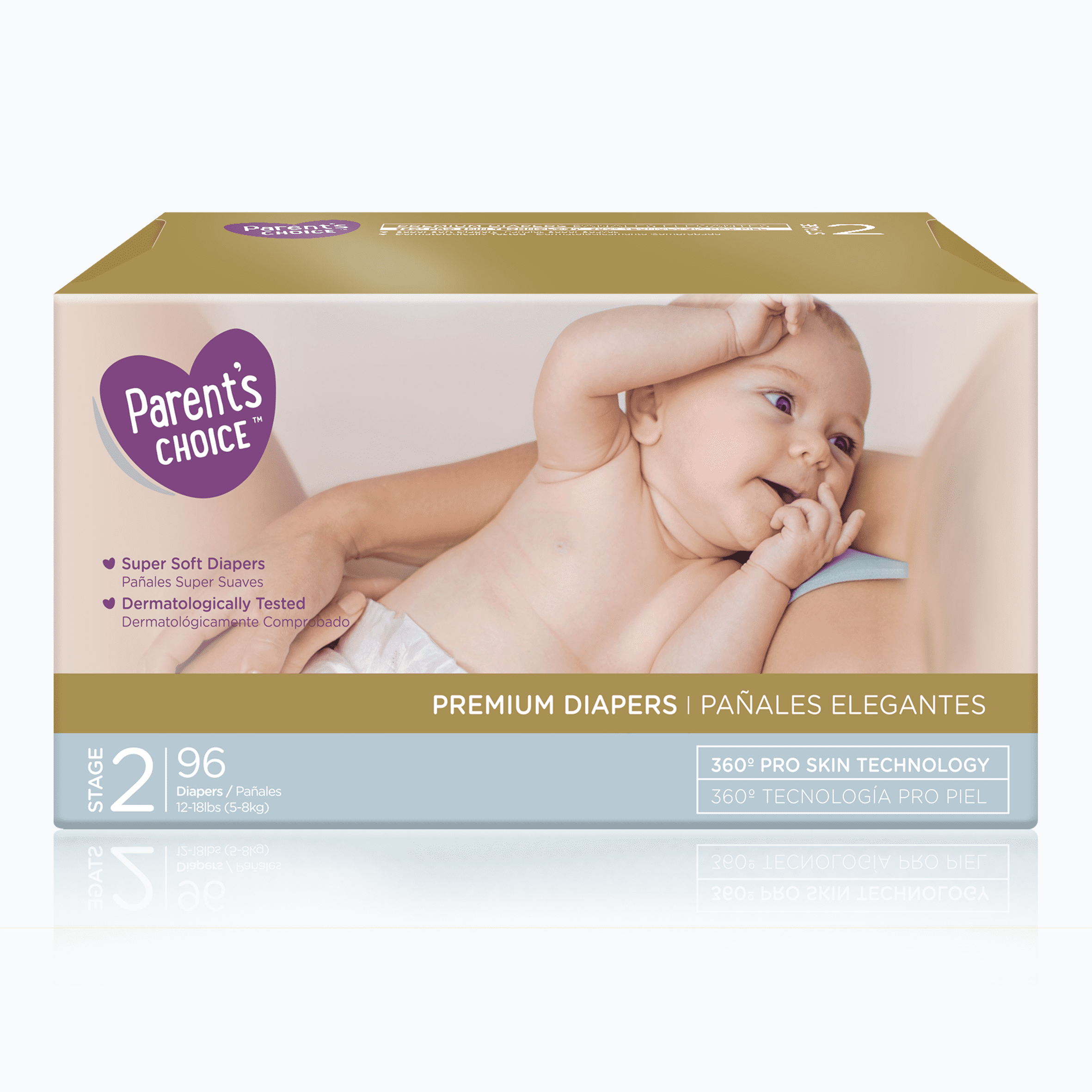 Parent's Choice Premium Diapers, Stage 2 (12-18 lbs), 96 Count
